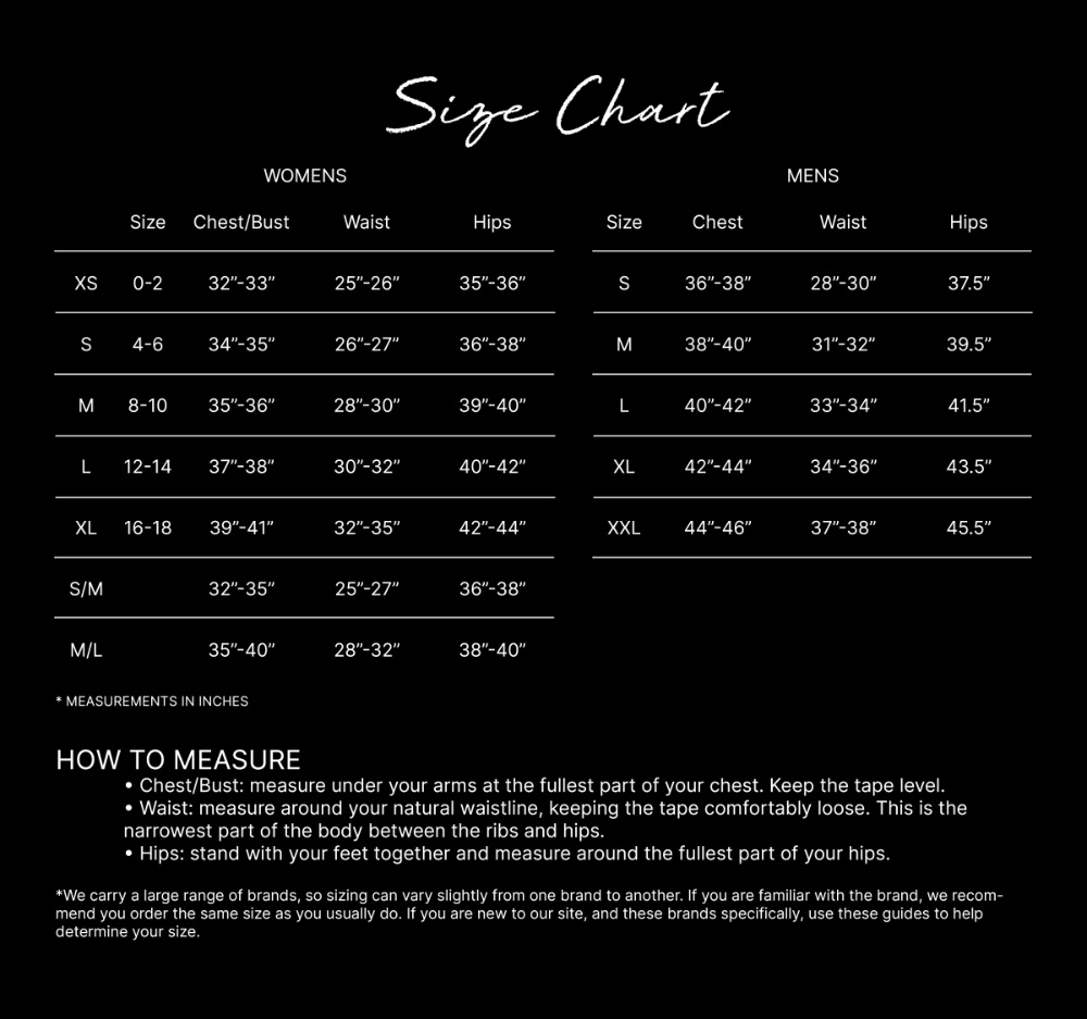 Style Trend Clothiers Size Chart